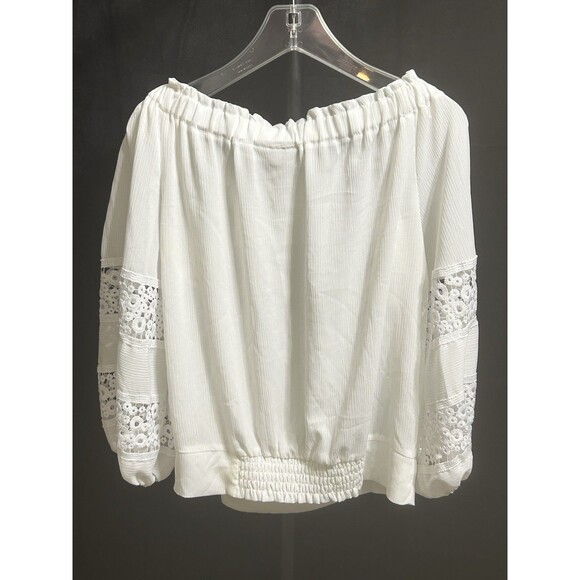 New York & Co Womens M White Embroidered Peasant Top - Picture 9 of 10